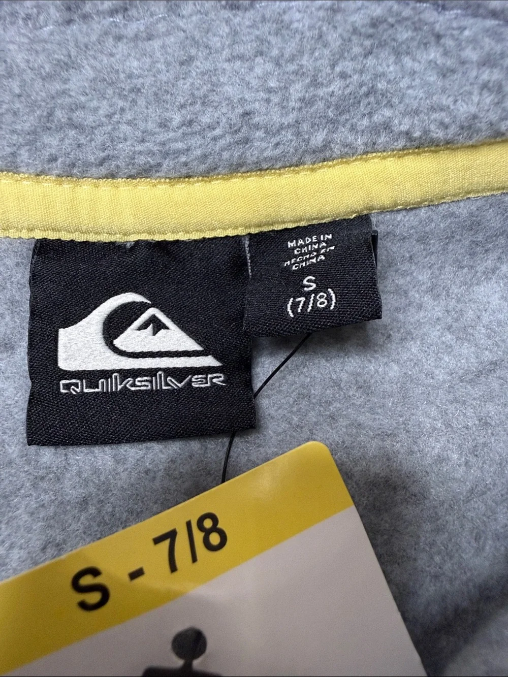 Kid’s Quiksilver Grey Fleece, Snap-front, Jacket - size: small/7-8 NWT